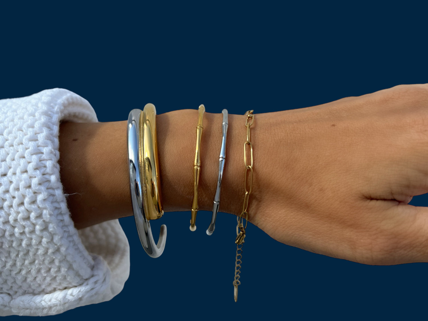two tone stacked bracelets