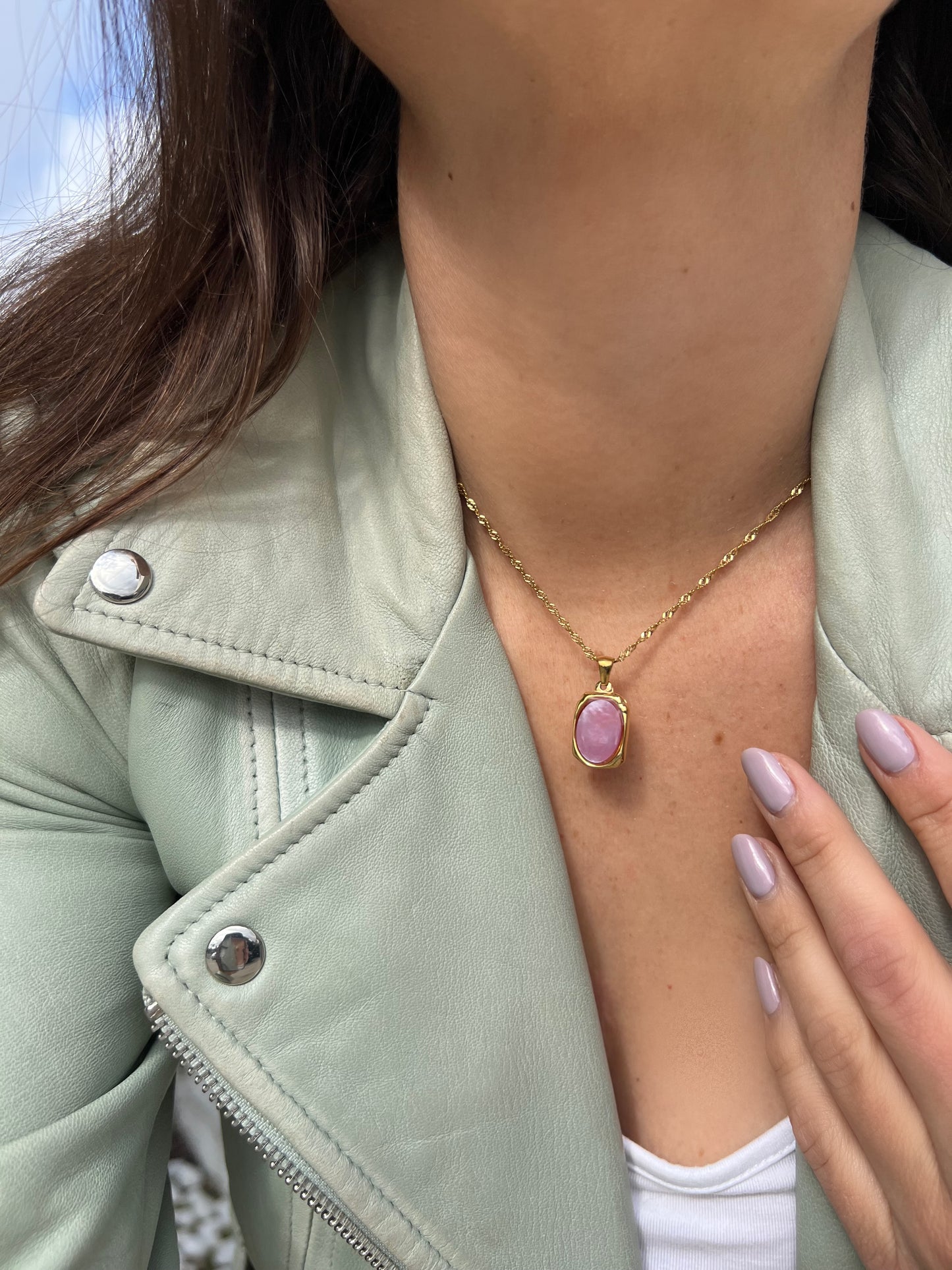 pink shell necklace