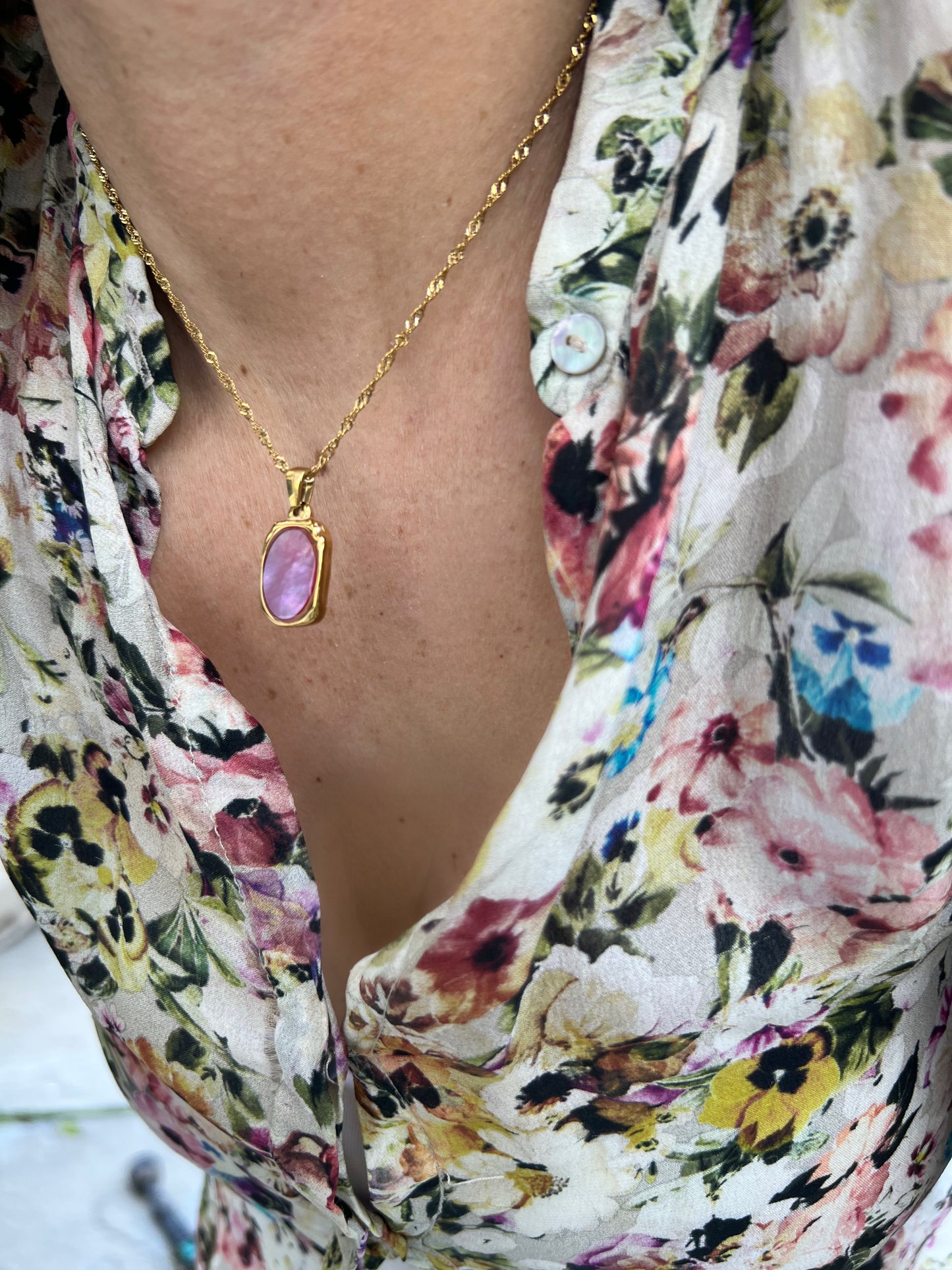 pink shell necklace