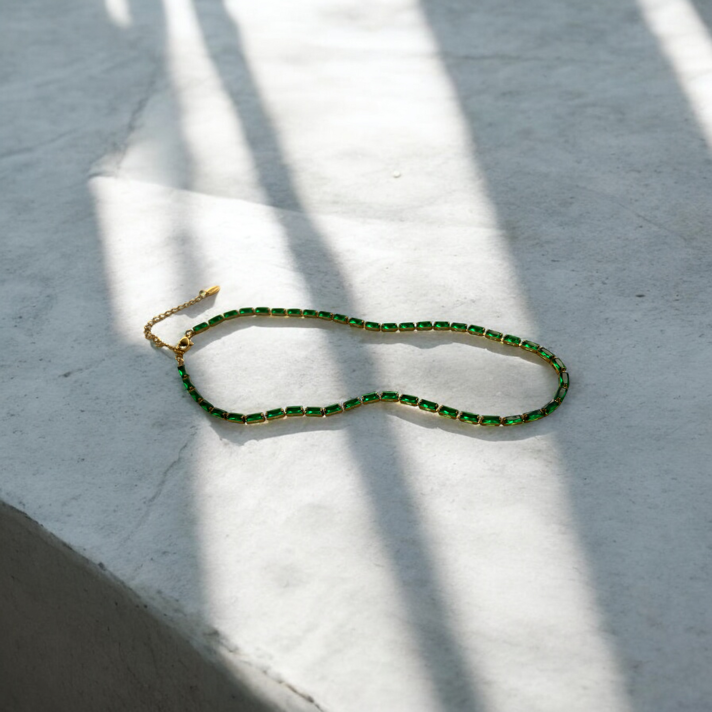 green tennis necklace
