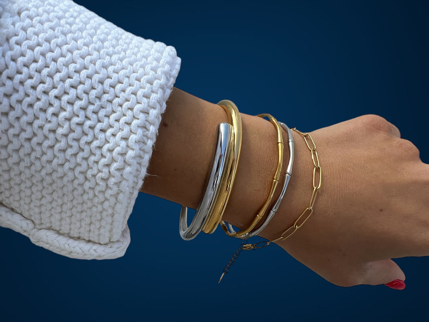 two tone stacked bracelets