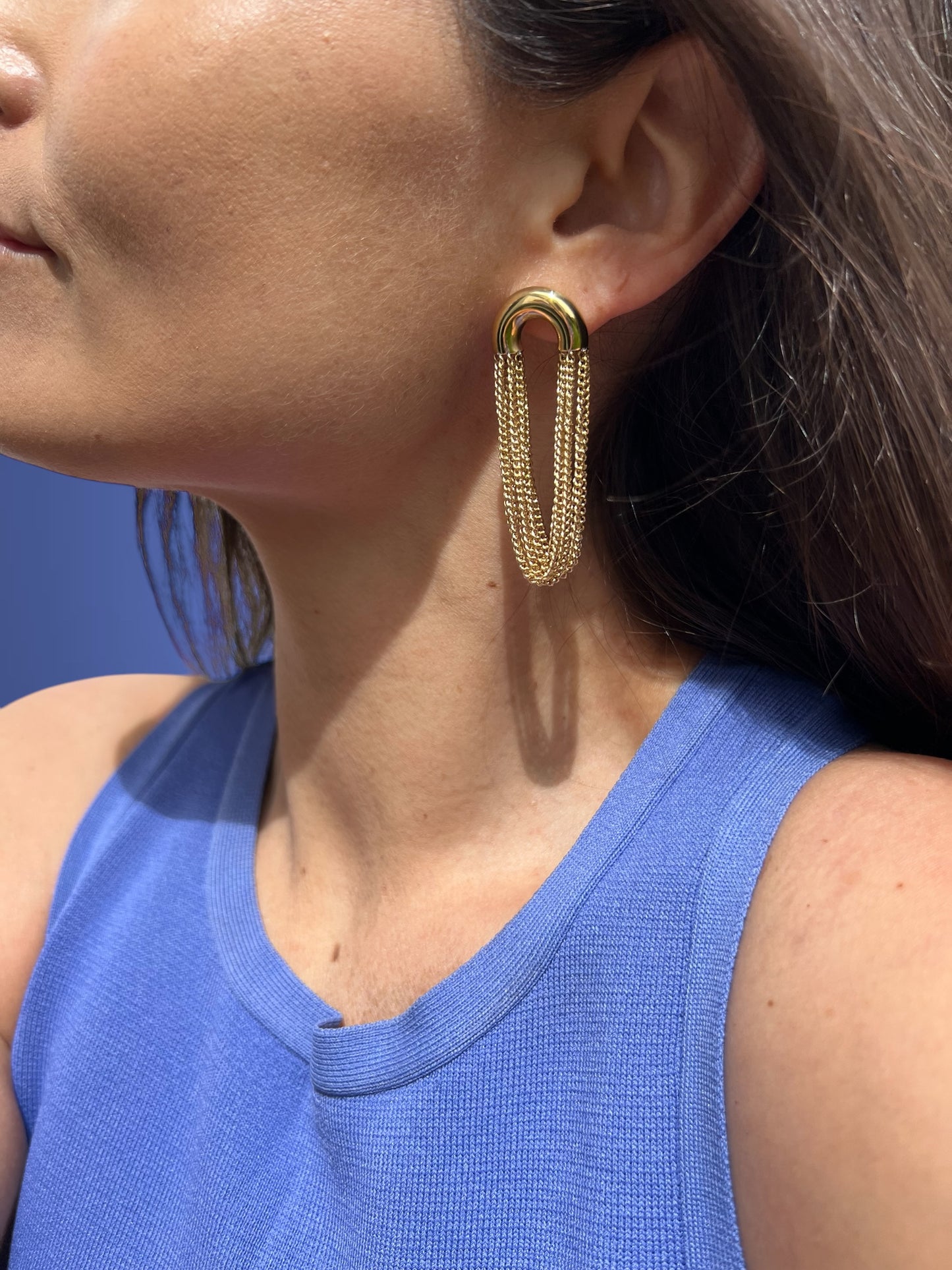gold concert chain earrings