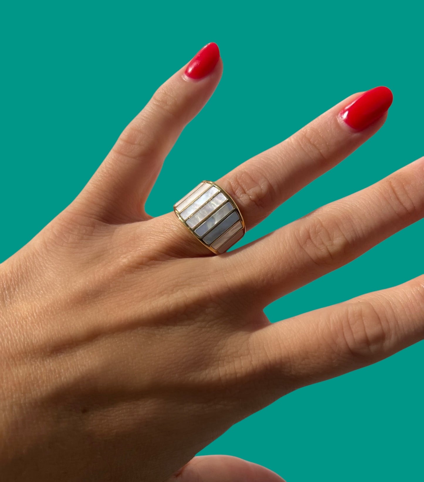 pearly white statement ring