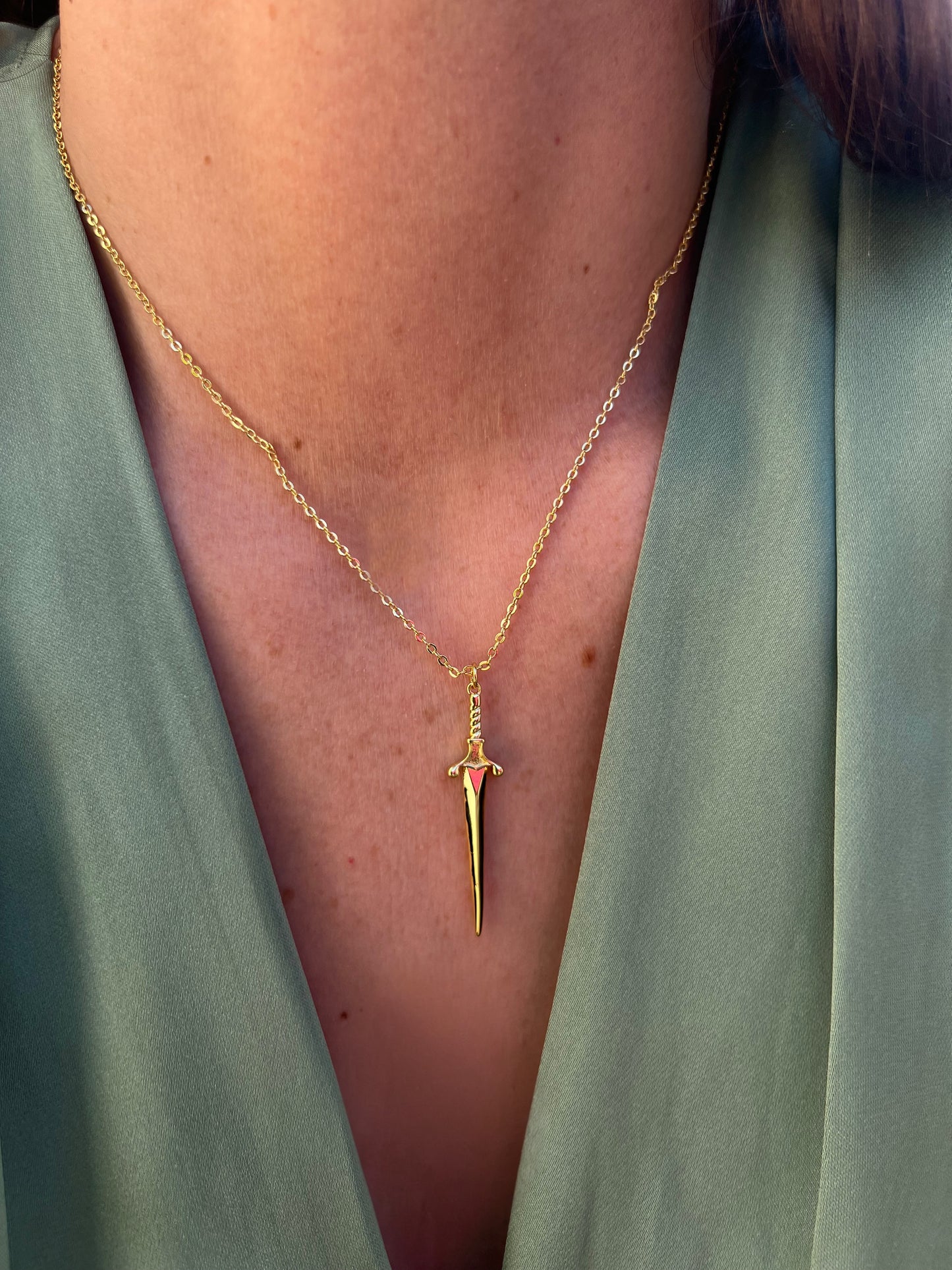 gold sword pendant necklace