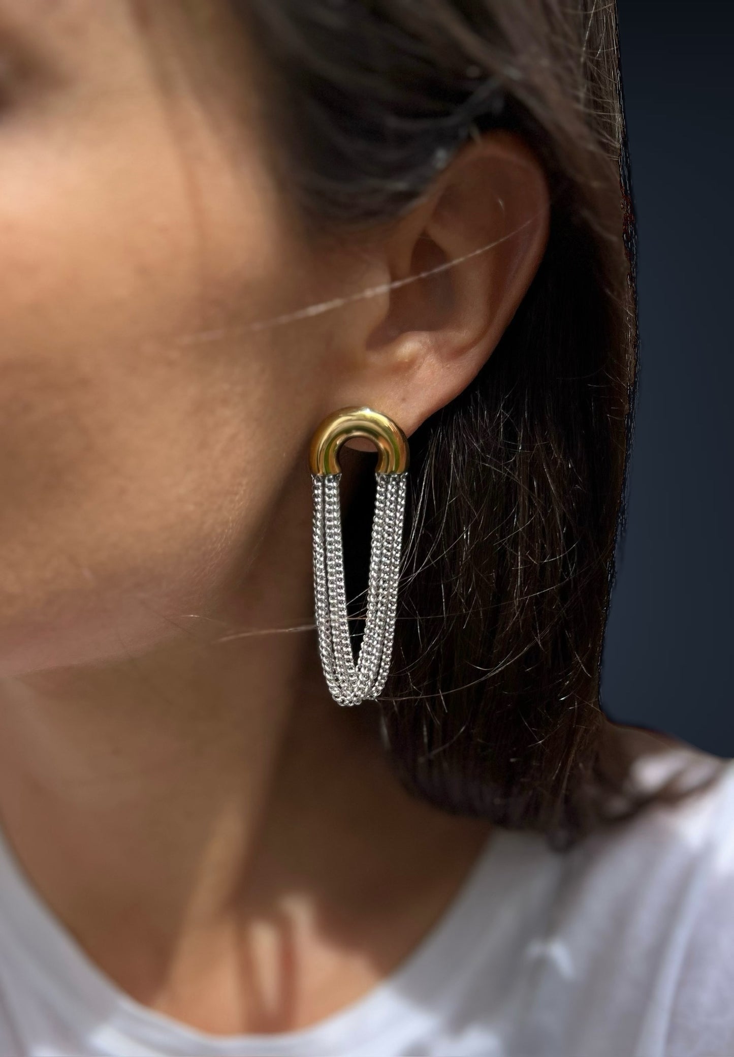 two tone dangle earrings