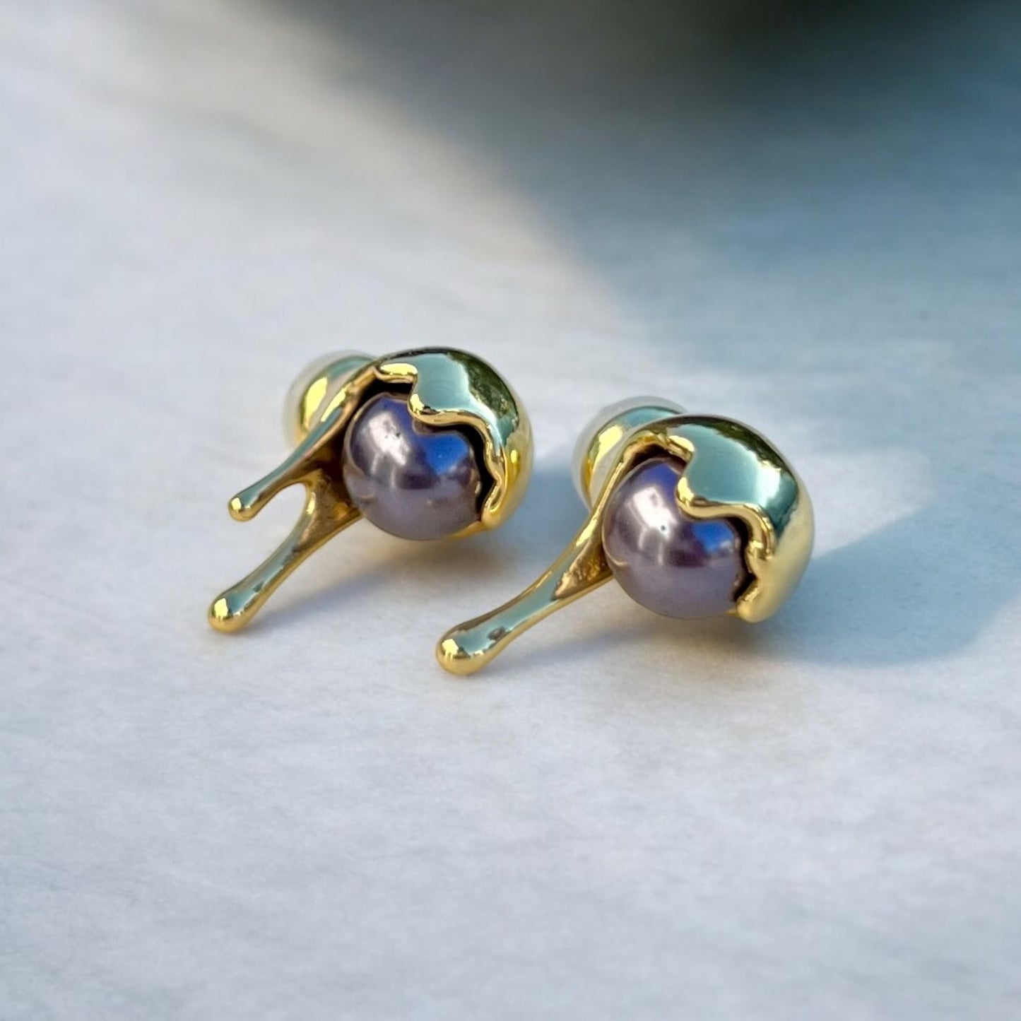 black pearl edgy earrings
