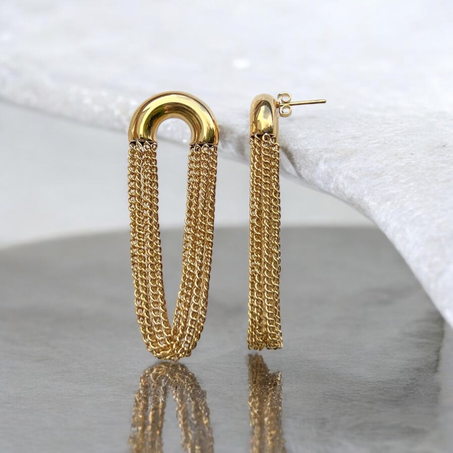 gold mini chain earrings
