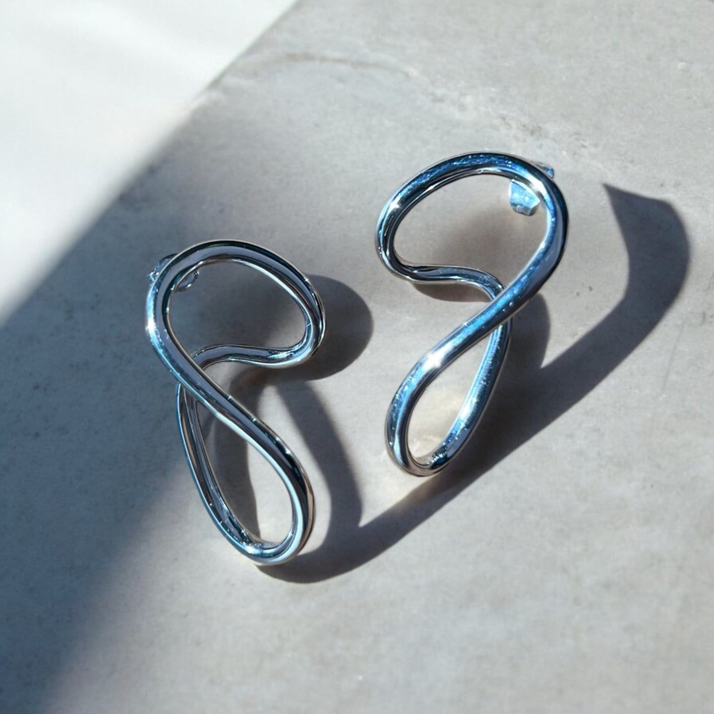 abstract silver earrings