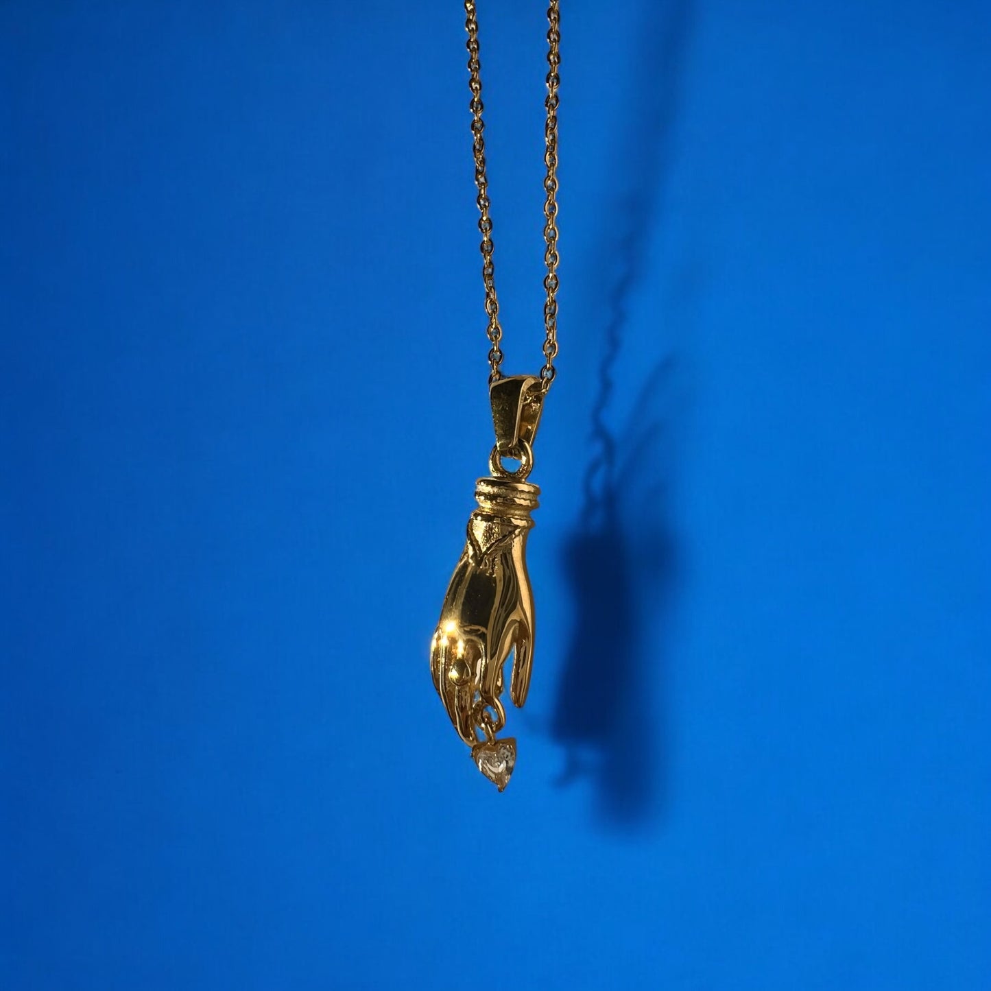 dainty gold hand necklace