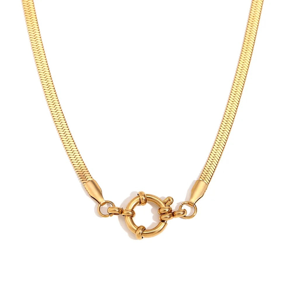 gold herringbone choker