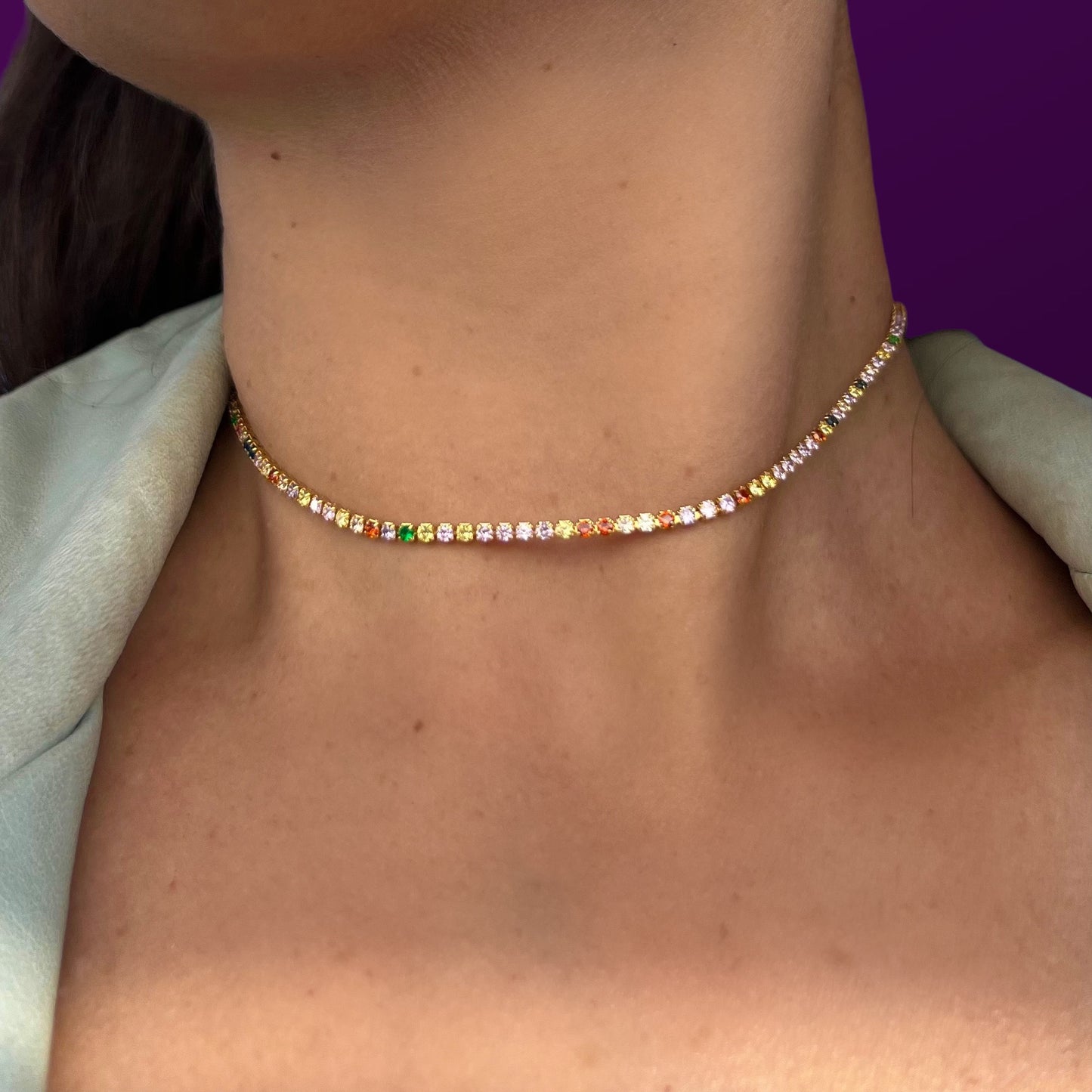 rainbow tennis necklace