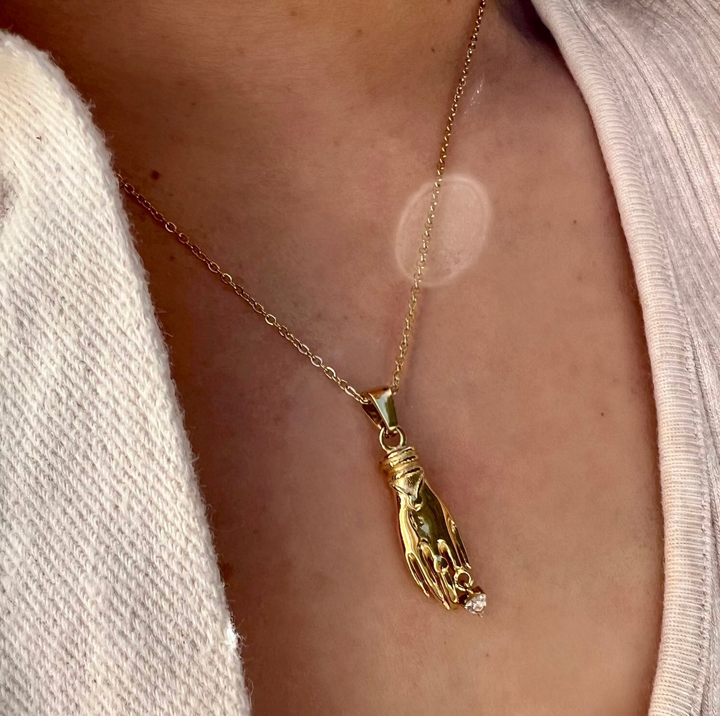 tarot hand necklace