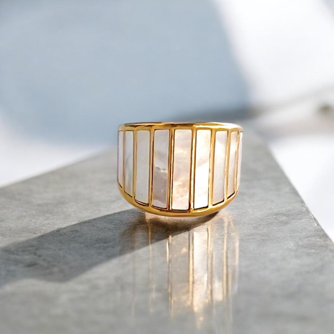 pearl inlay statement ring