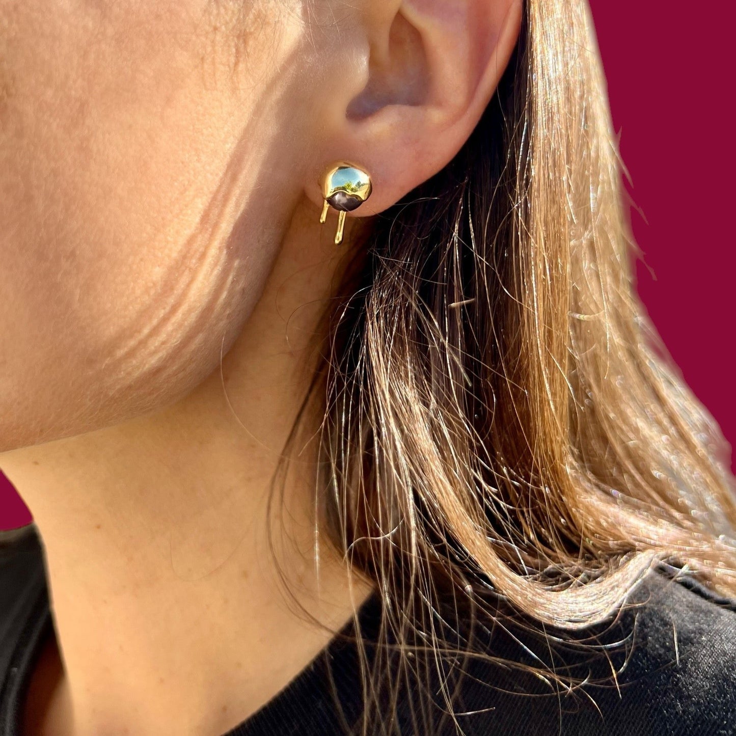 edgy black pearl earrings