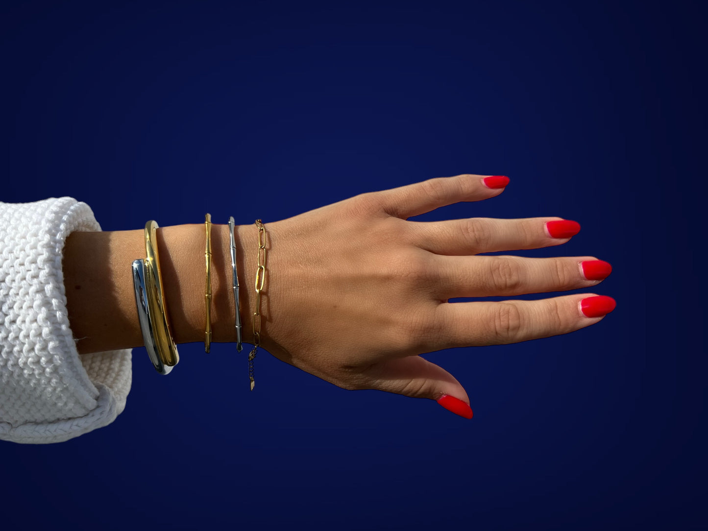 two tone stacked bracelets