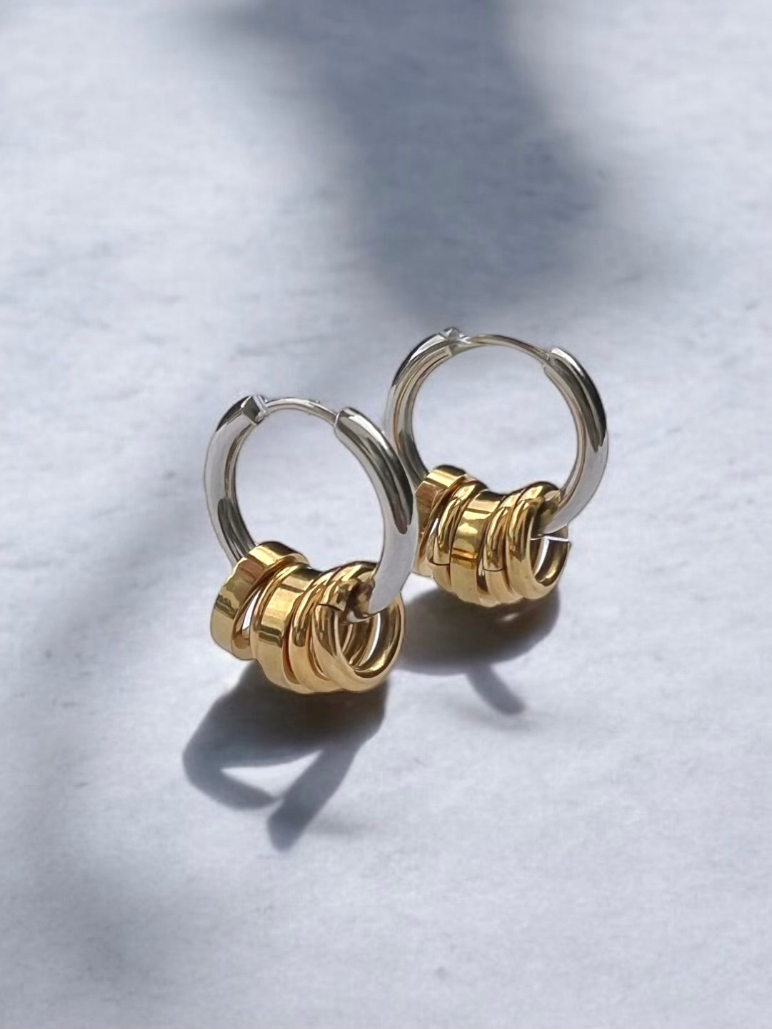 silver and gold hoops