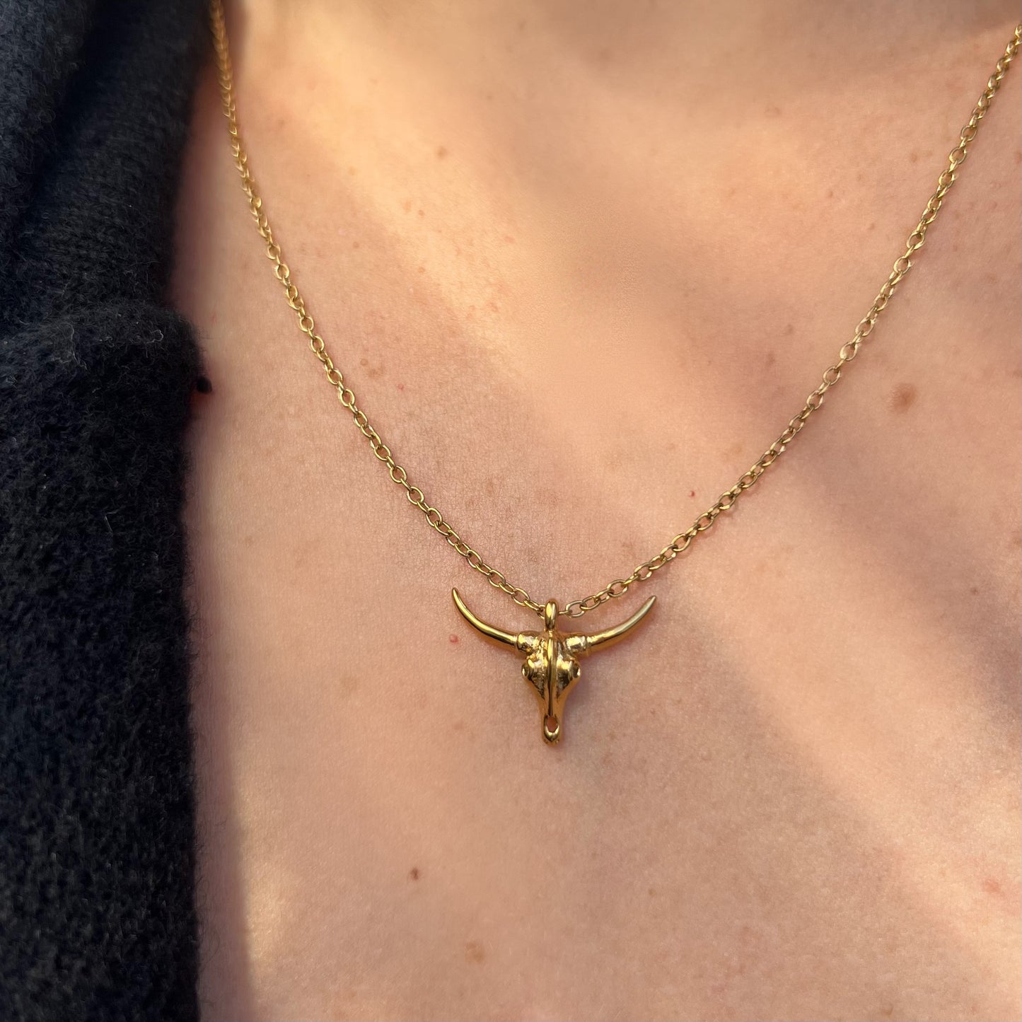 gold dainty bull necklace
