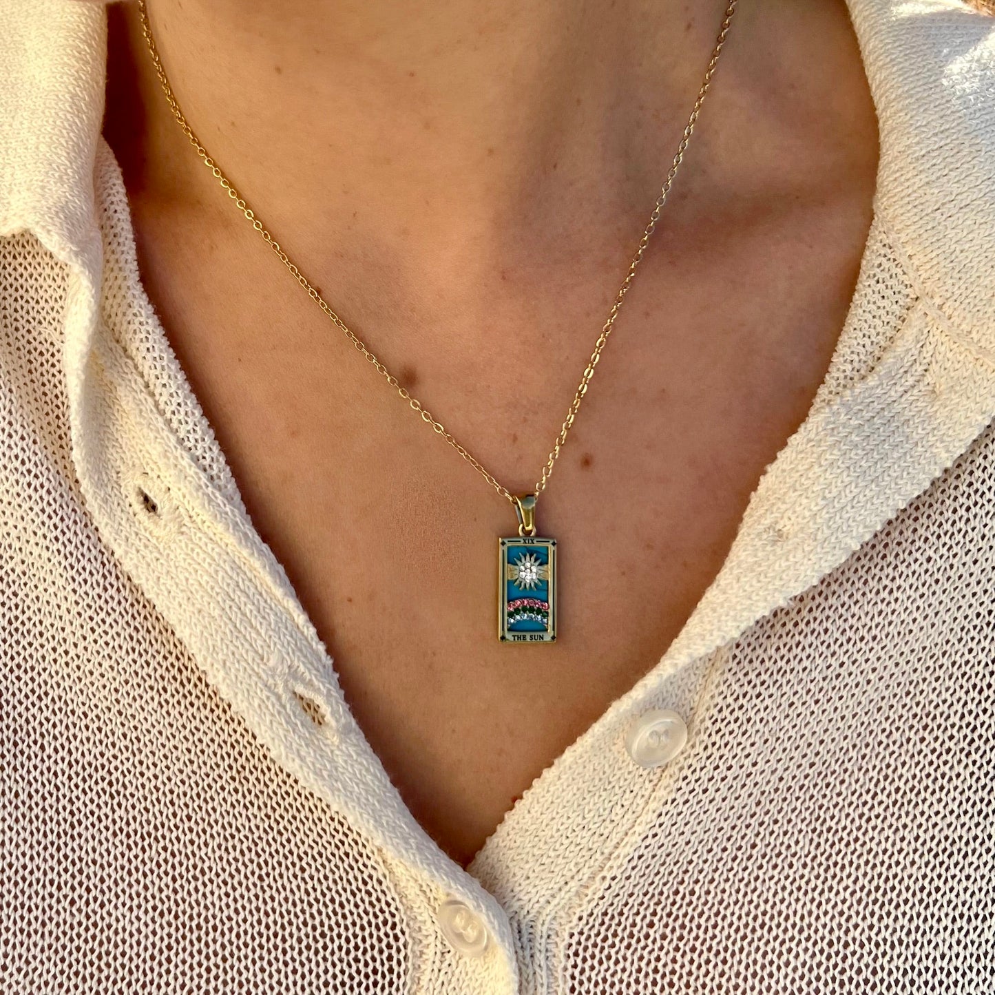 mystical gold tarot necklace