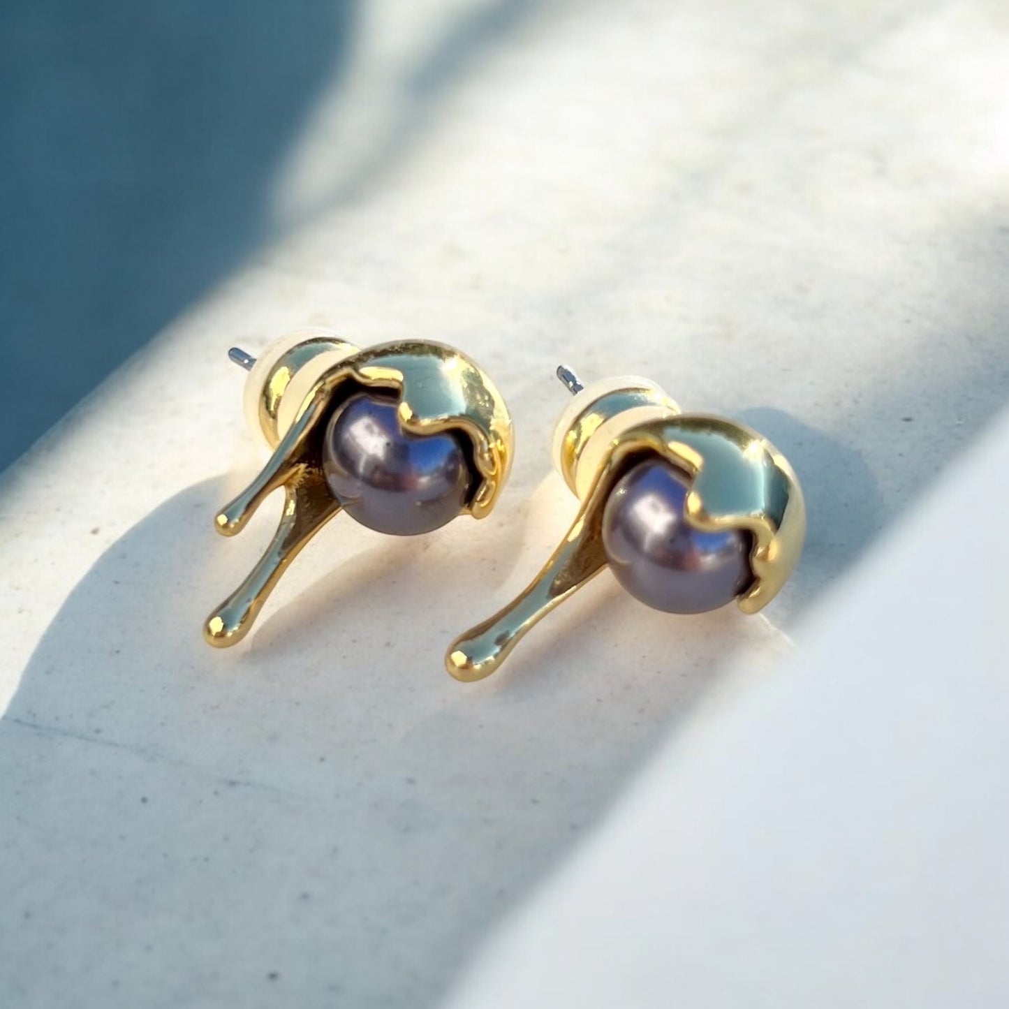 black melting pearl earrings