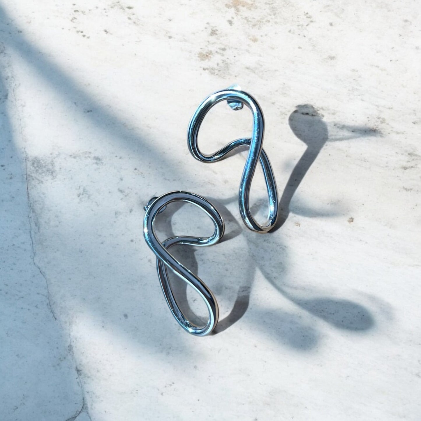 abstract silver earrings