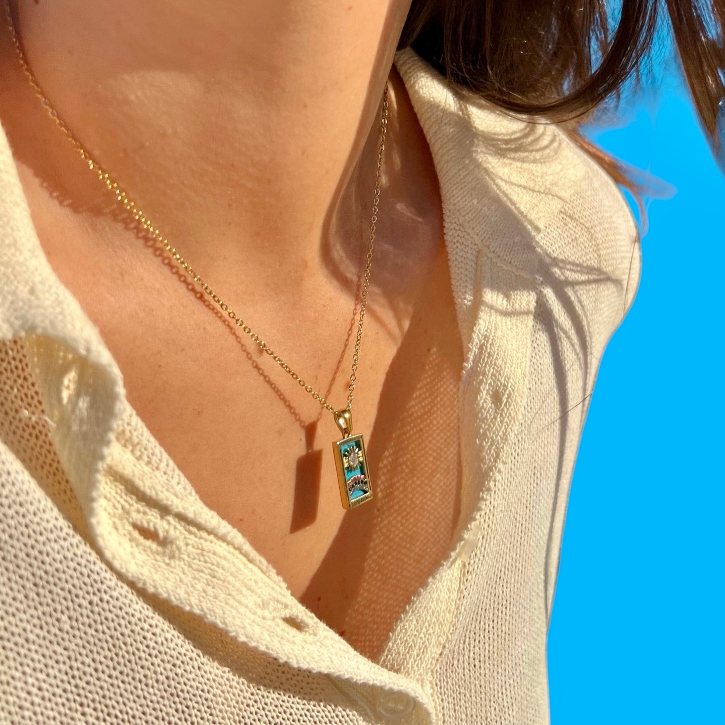 The sun tarot card necklace