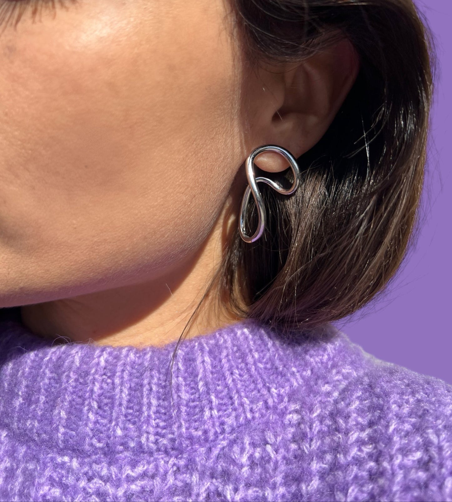 irregular silver statement earrings