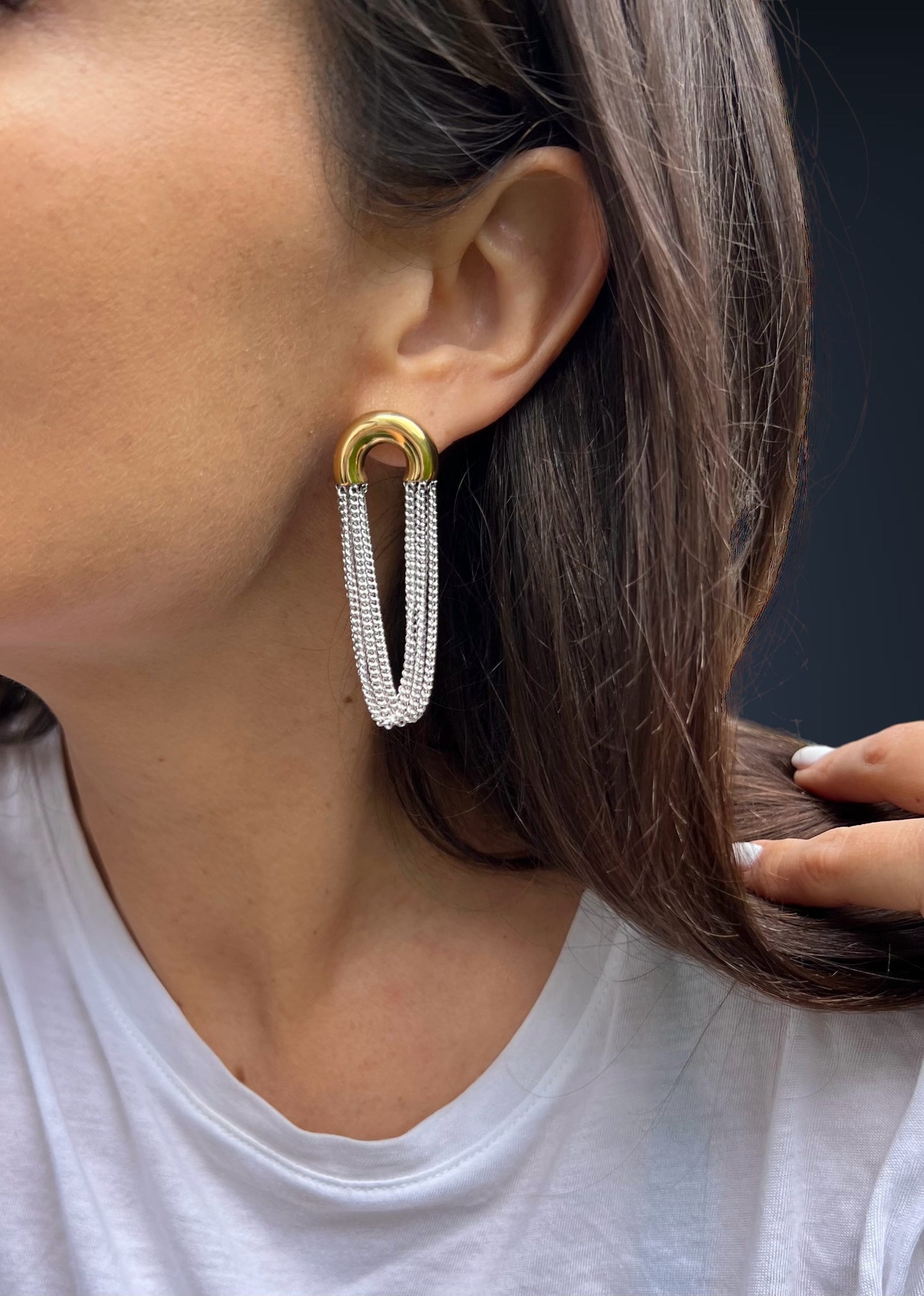 mixed metal chain earrings