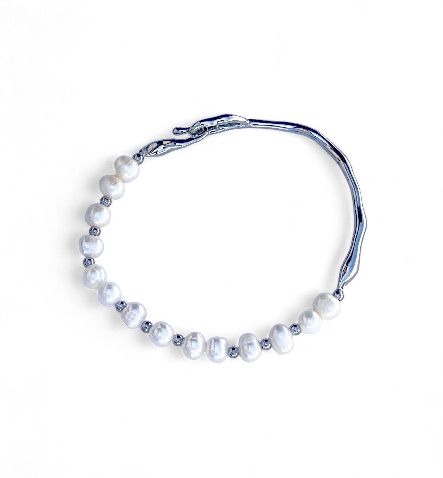 silver freshwater pearl bracelet
