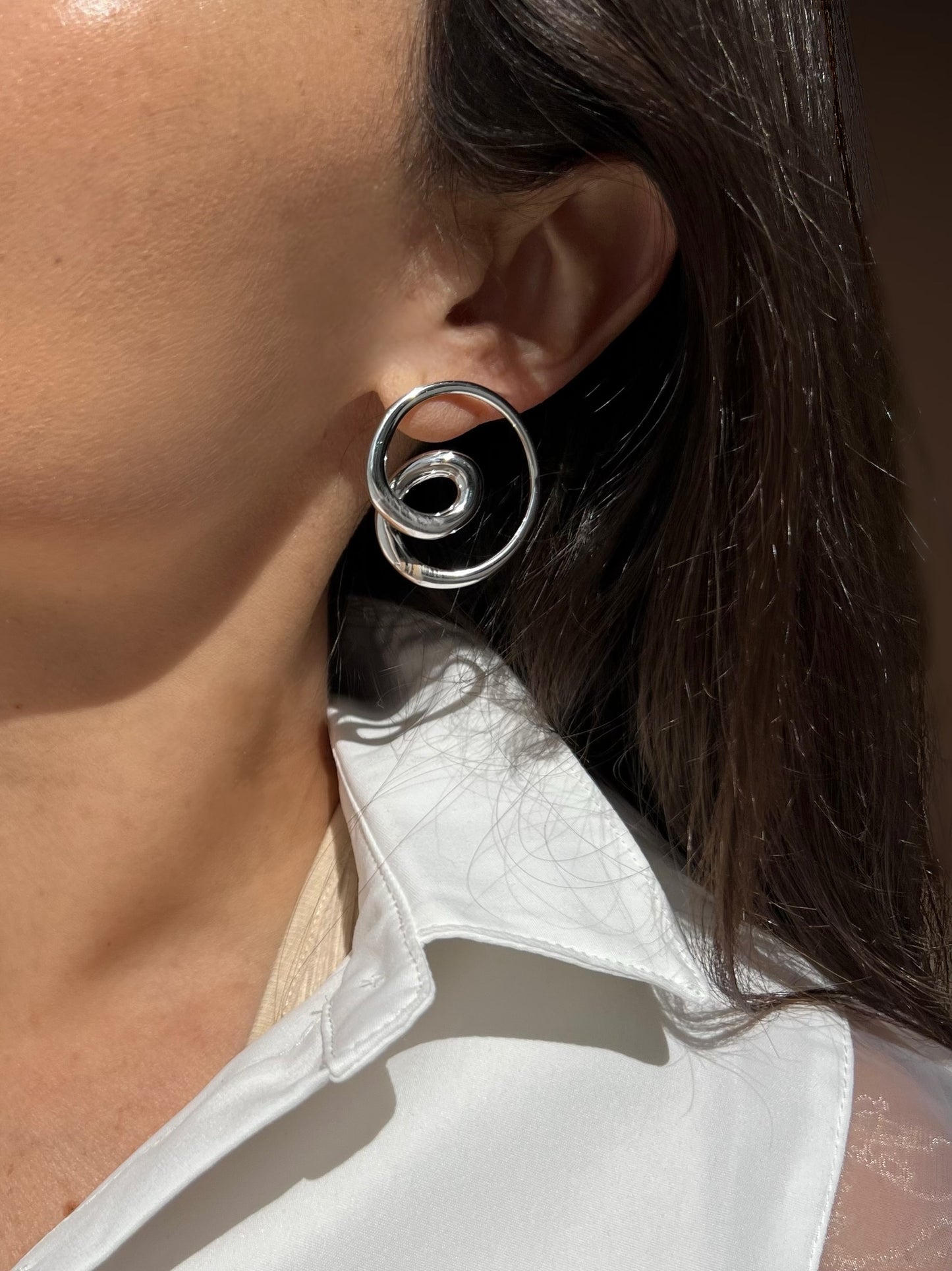 Musenwolfe silver spiral earrings