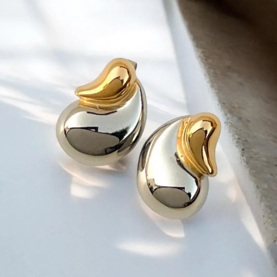 mixed metal statement drop earrings