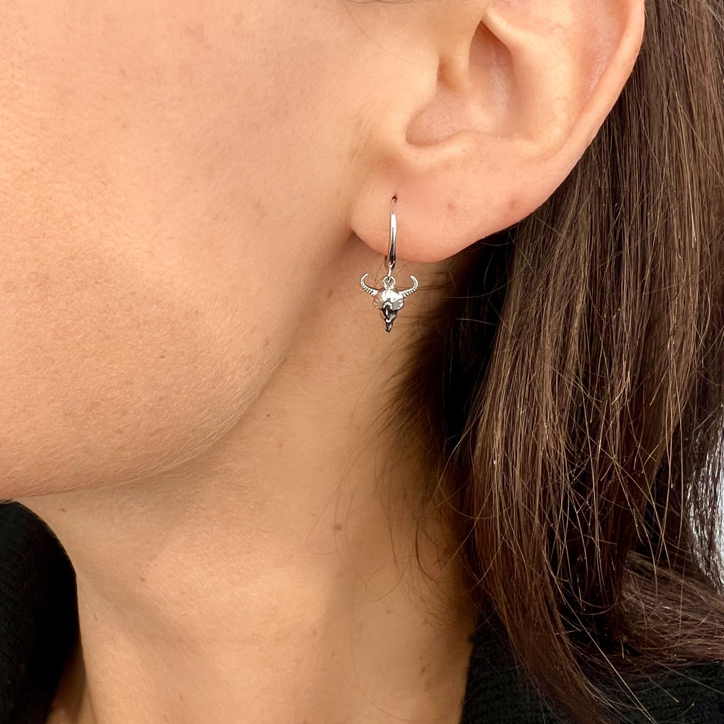 silver bull earrings