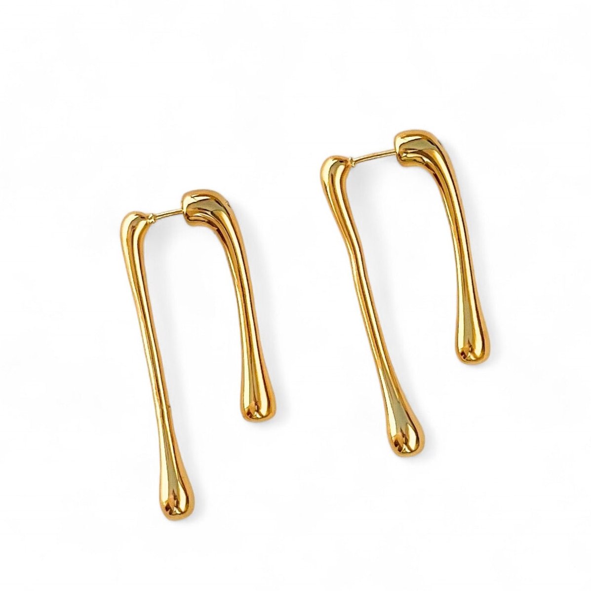 gold dripping earrings