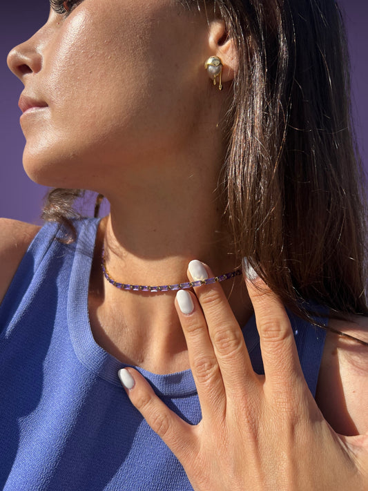 purple tennis choker