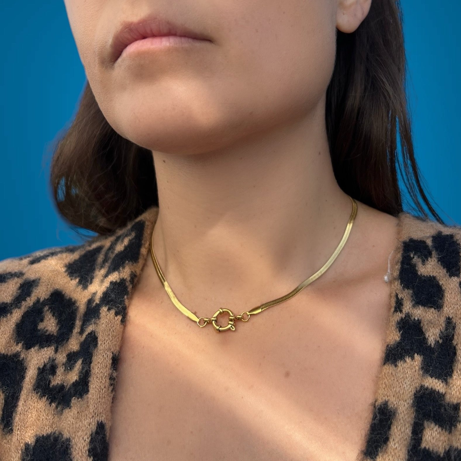 gold herringbone necklace