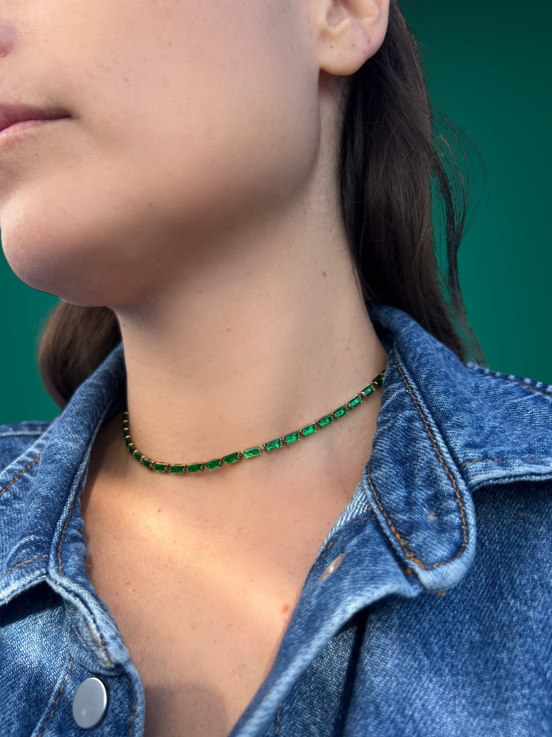 green tennis necklace