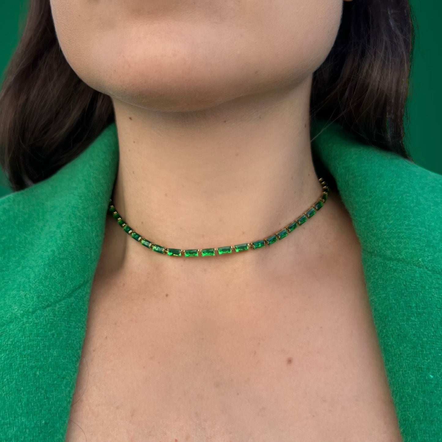 green tennis necklace