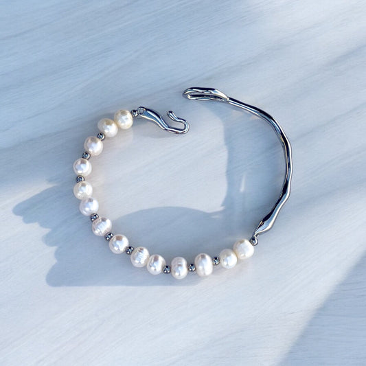 silver pearl bracelet