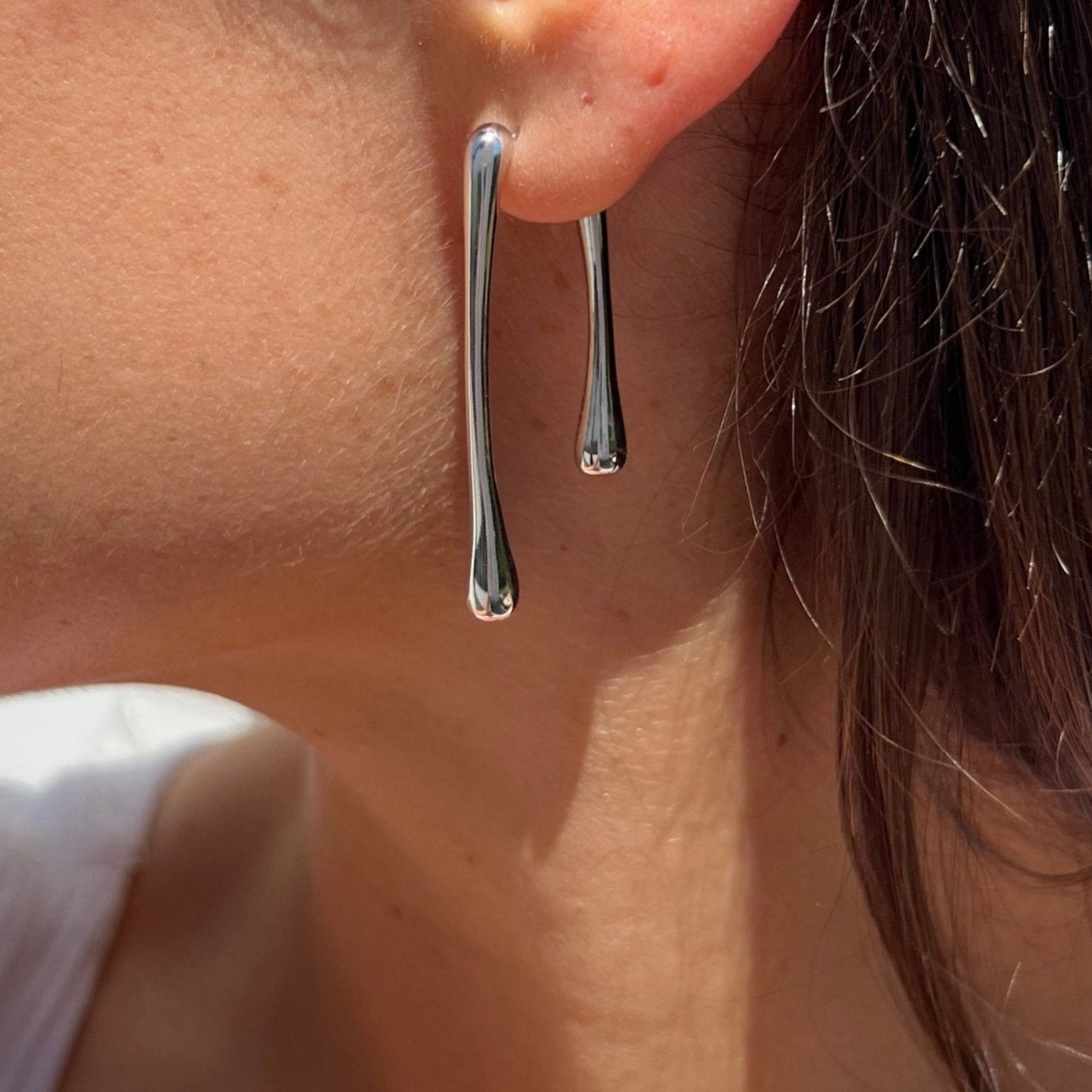 silver dripping earrings