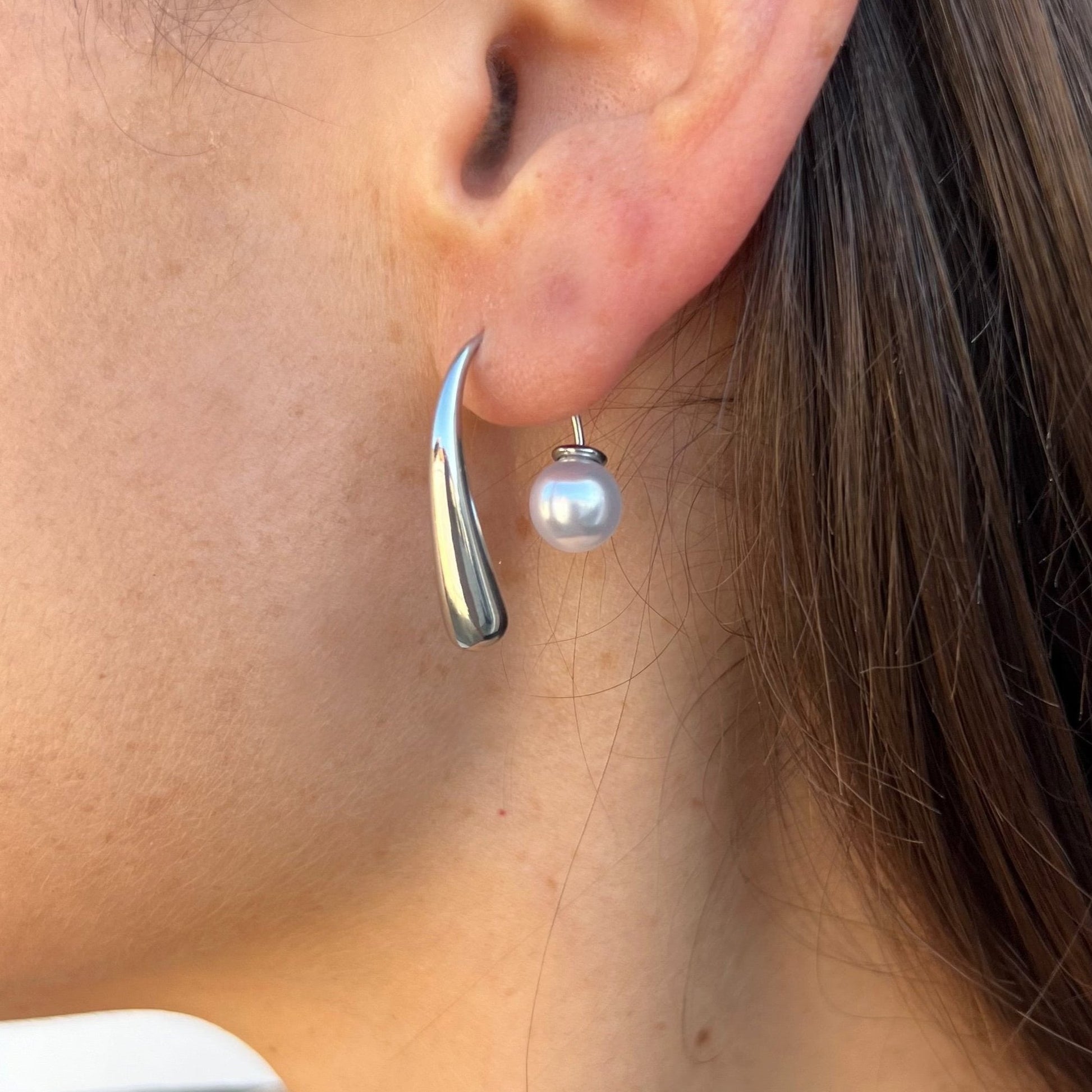 silver pearl earrings