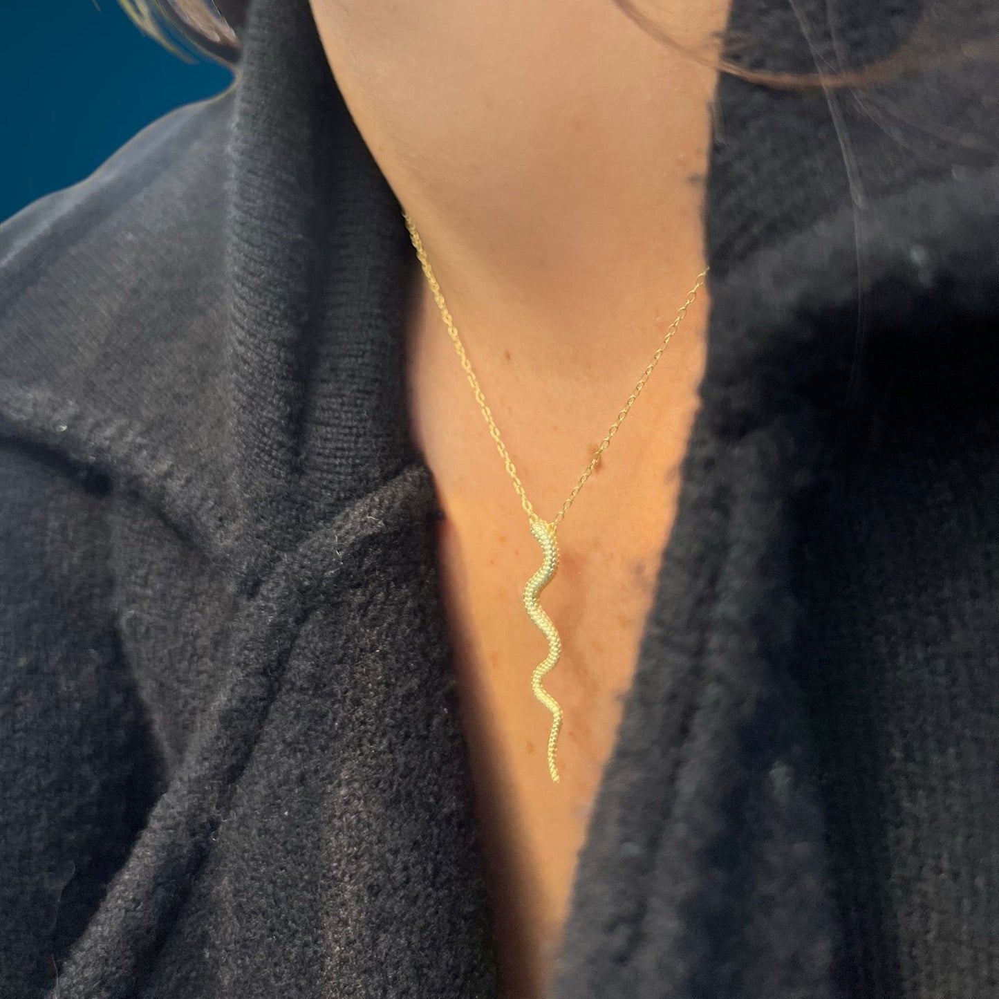 dainty gold snake necklace