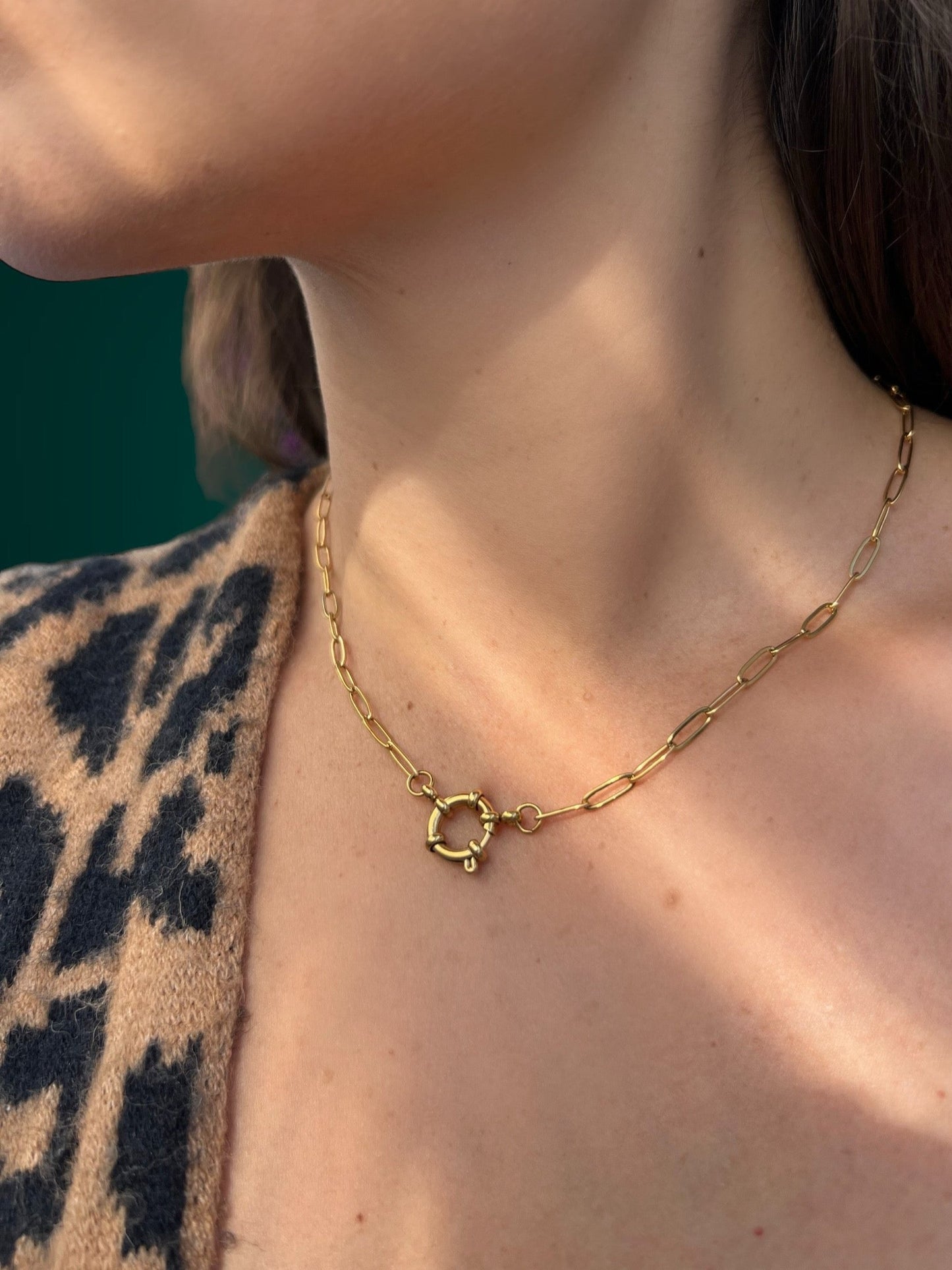 gold paperclip sailor lock necklace