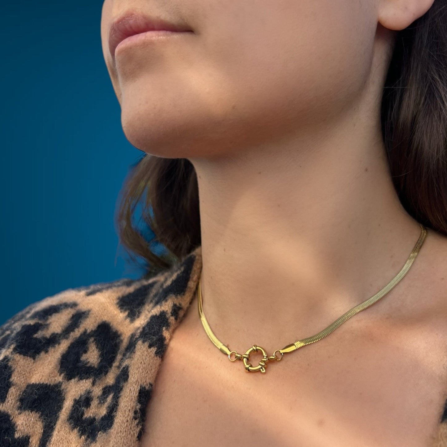 gold herringbone choker