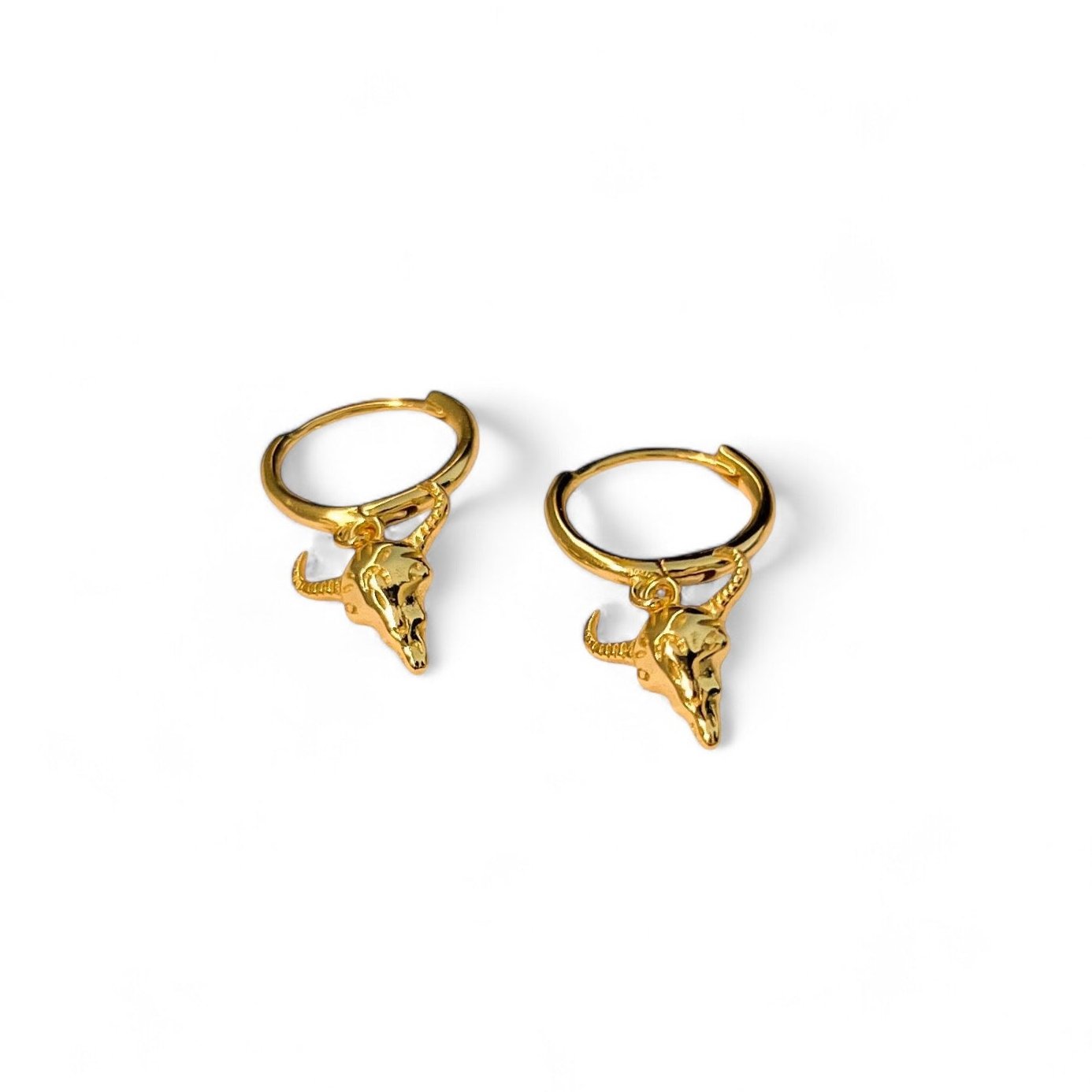 gold bull head earrings