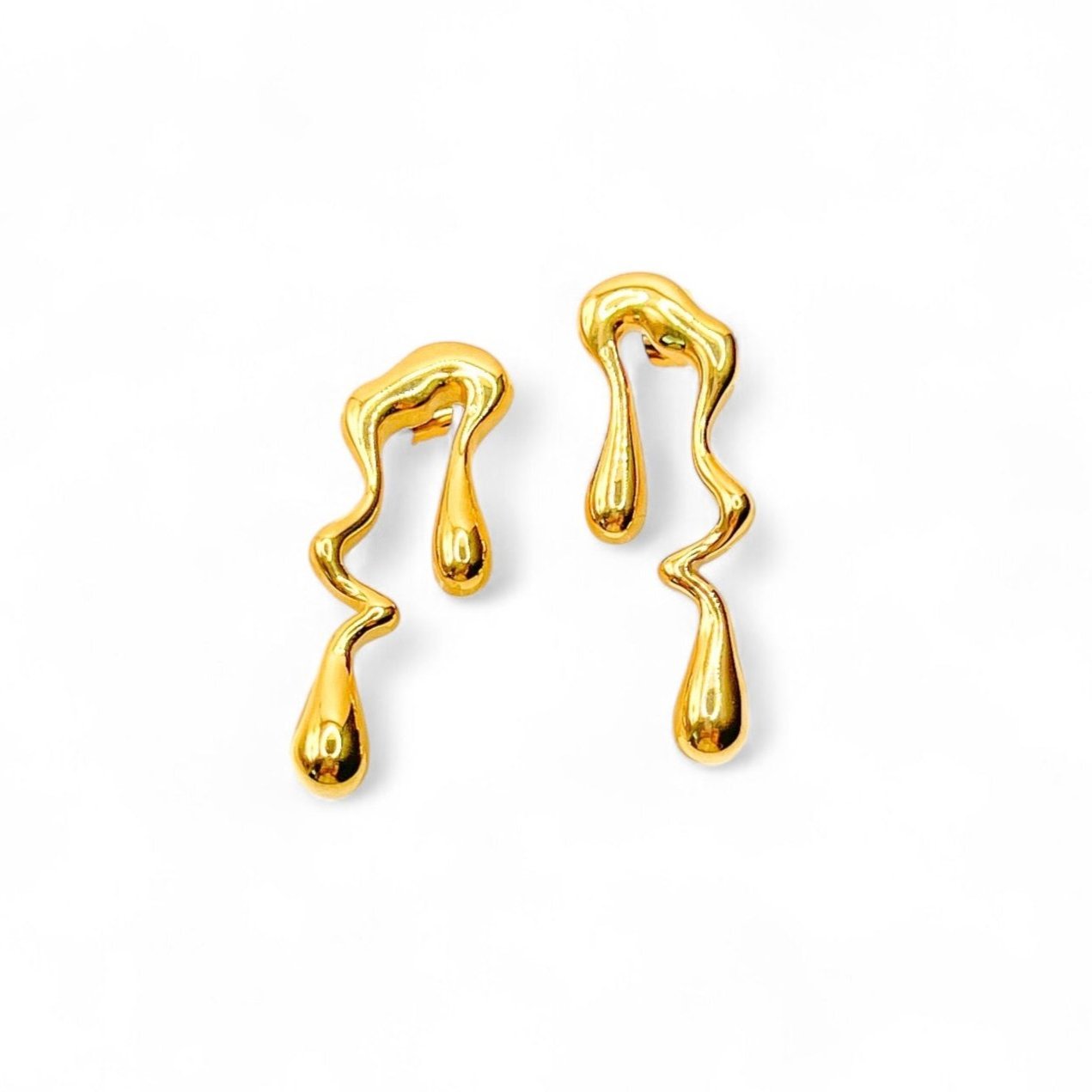 gold dripping earrings