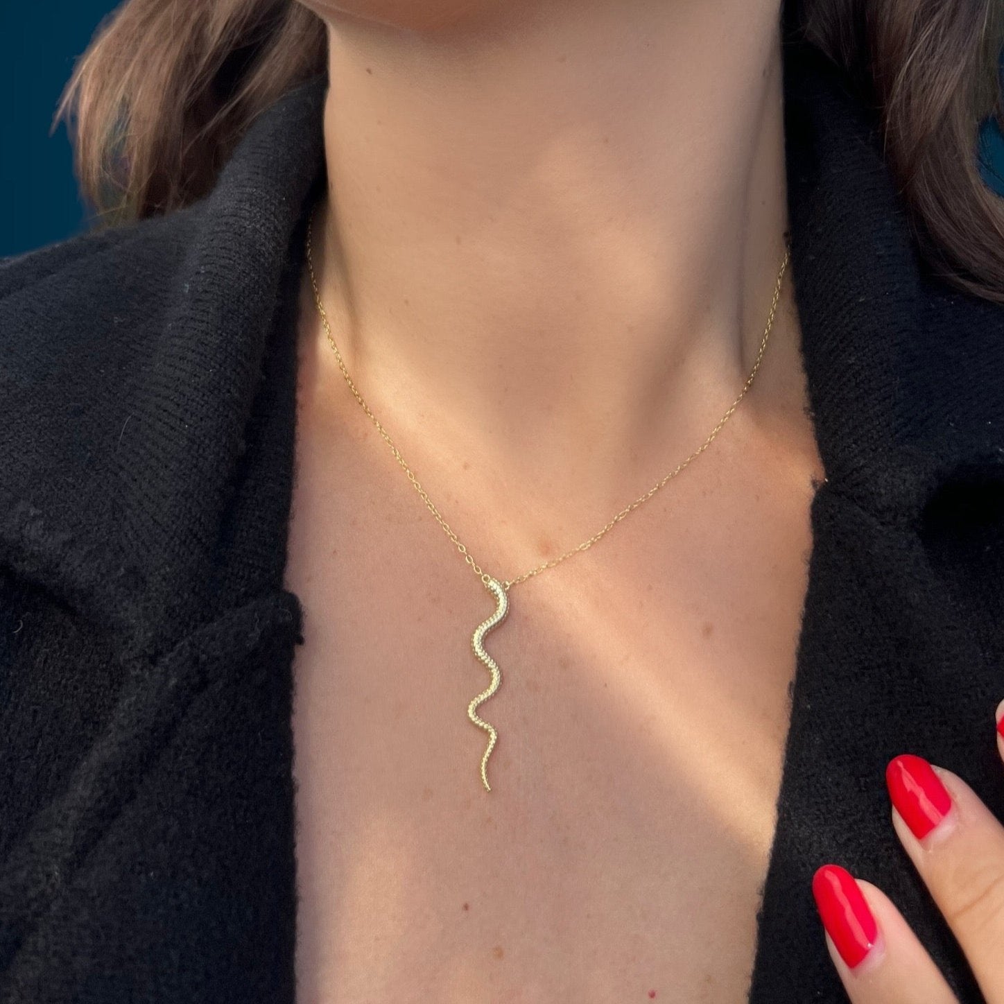 dainty gold snake necklace