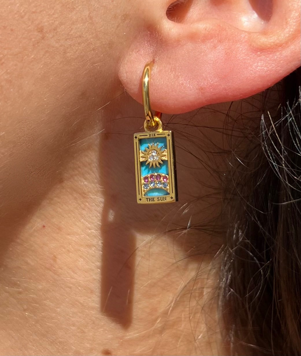 The Sun tarot card earrings