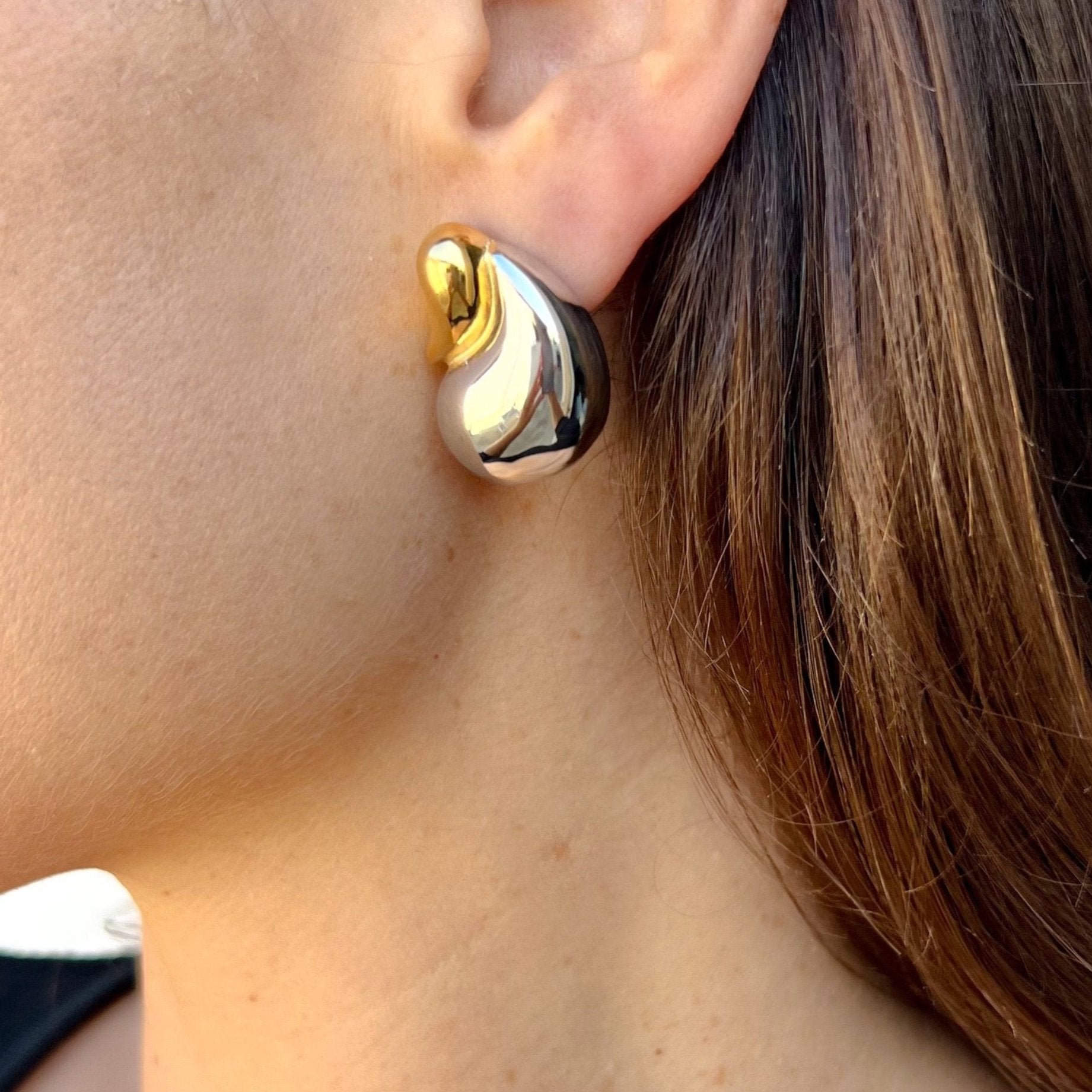 gold and silver drop earrings