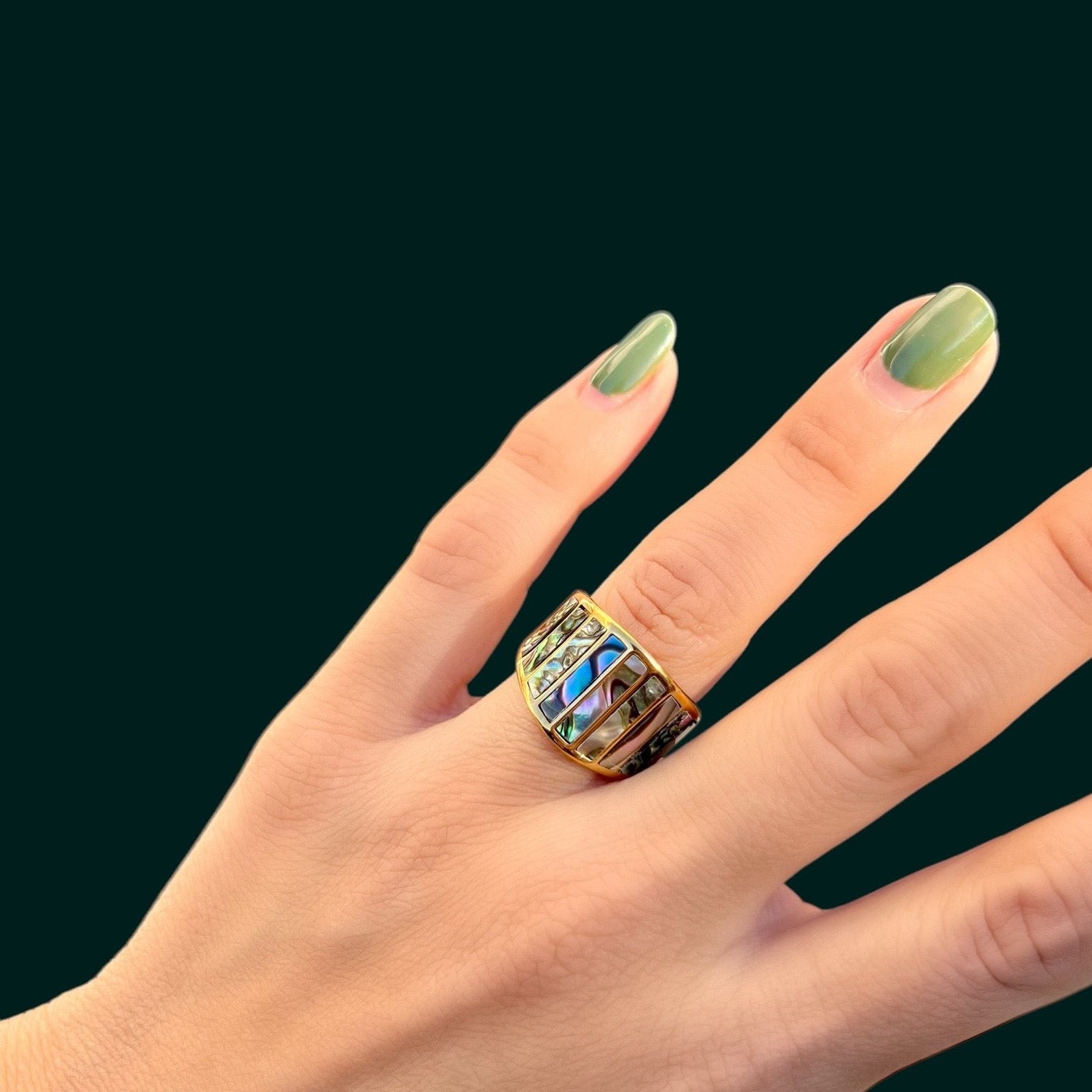 abalone statement ring